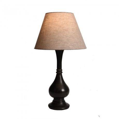 Solid Wood Mahogany Stained Table Lamp +Cream Colored Lamp Shade | WF6