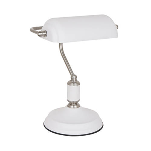 Bankers Table Light White/Satin Nickel 1xE27 | JF0004WH