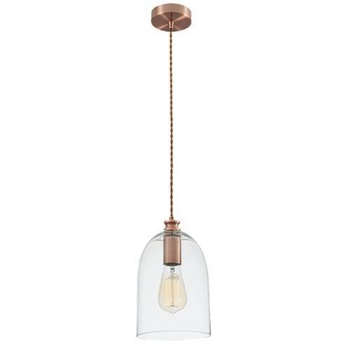 Red Bronze Cord Pendant Clear Glass | PEN534
