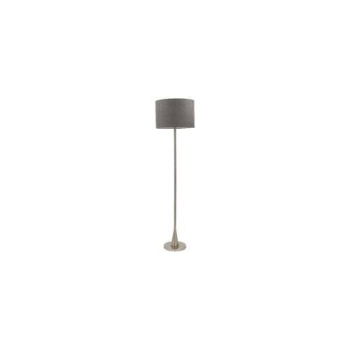 Satin Chrome Standing Lamp with Grey Fabric Shade | SL037