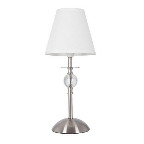 Satin Chrome and Clear Acrylic Table Lamp with White Shade | TL187