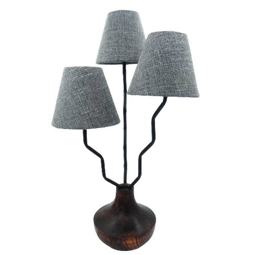 Solid Wood Base + Grey Lamp Shade | SF21