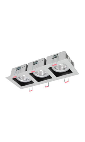 Xin Rectangular Downlight 3x6.5w Silver 3000K | PR347WW