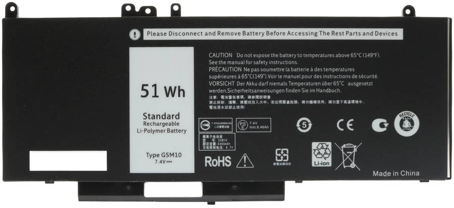 Battery for Dell Latitude,E5450,E5550,E5470,(G5M10,R9XM9,F5WW5) 74V,51Wh
