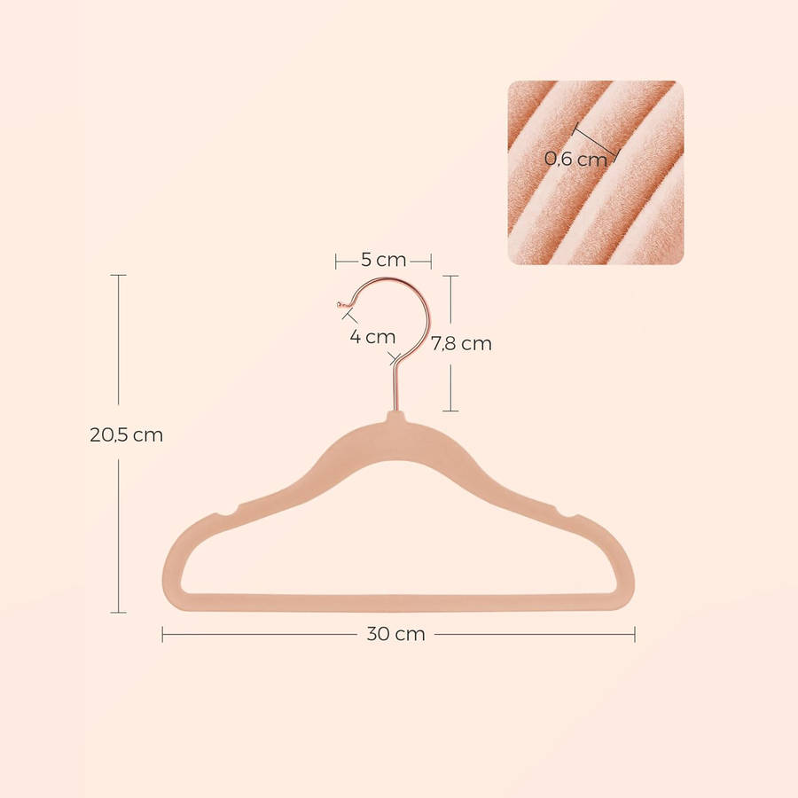 50-PACK KIDS' VELVET HANGERS, NON-SLIP, SPACE-SAVING DESIGN, PINK