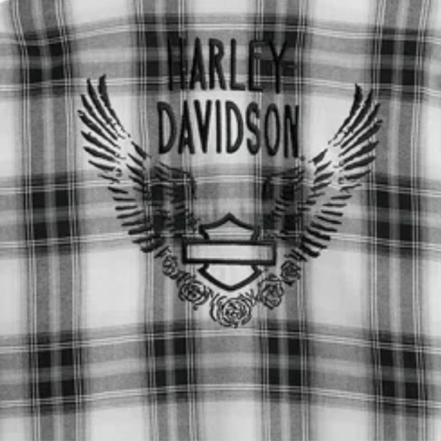 Women's Retro Winged Flannel Shirt - YD Plaid - Black Beauty - L L