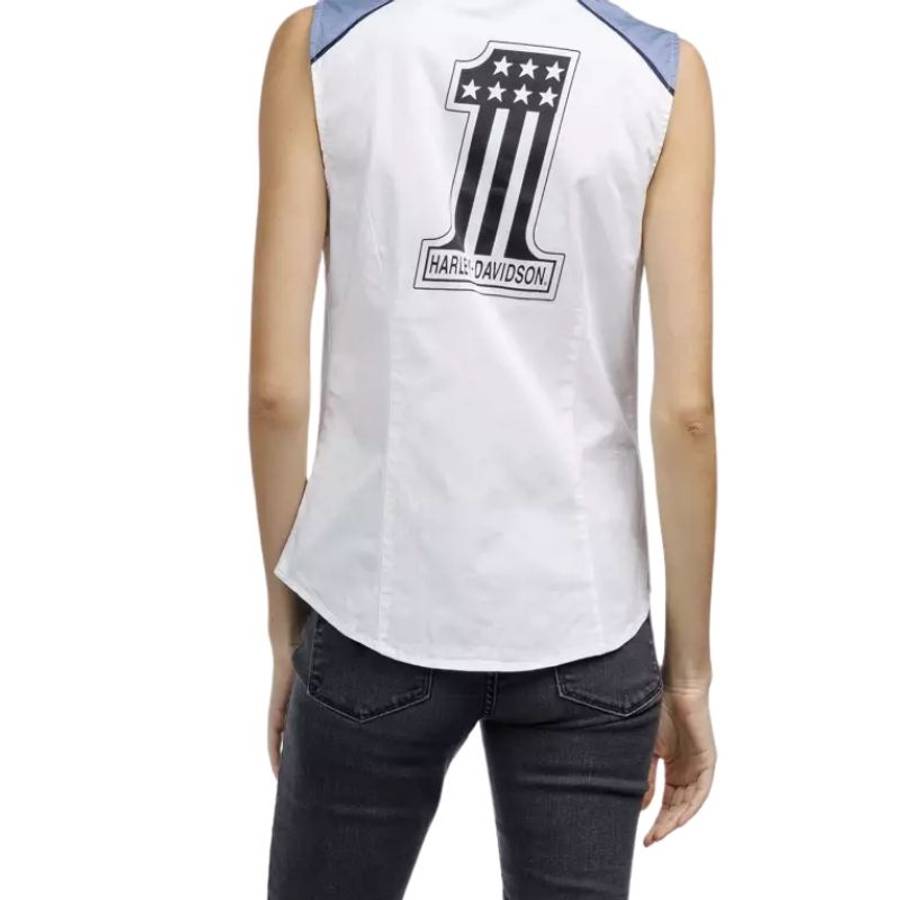 Women's Liberty Sleeveless Zip Front Shirt - Colorblocked - Bright White - XL XL