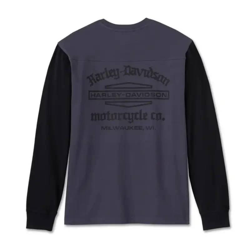 Men's Old English Stacked Bar & Shield Henley - L