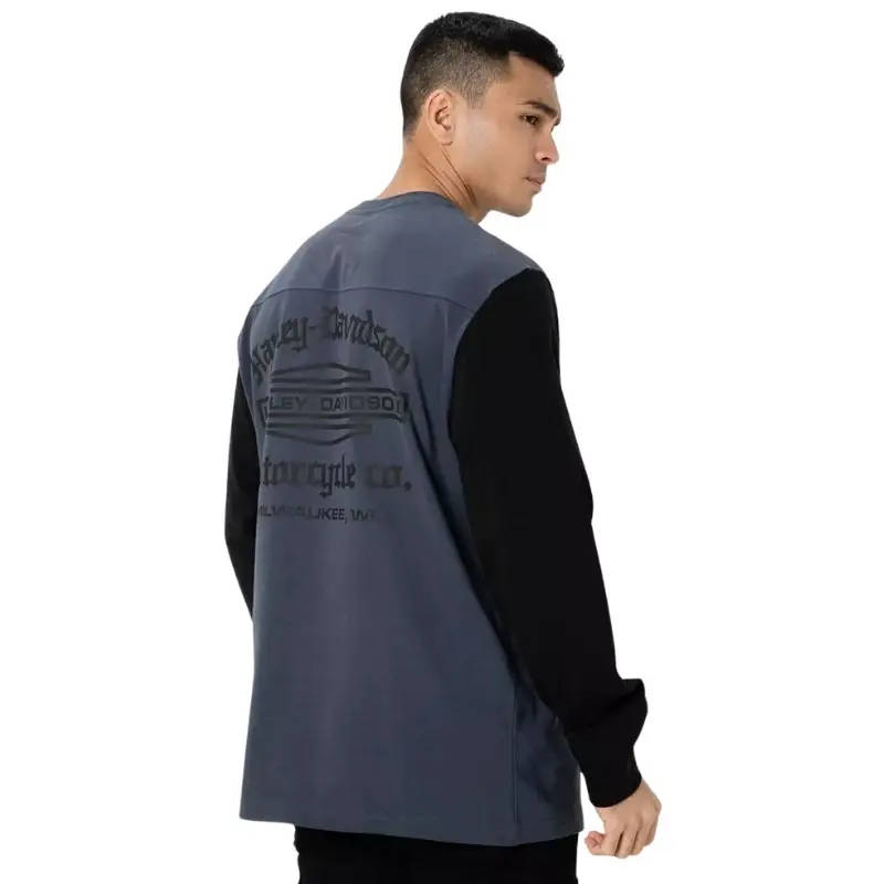 Men's Old English Stacked Bar & Shield Henley - L