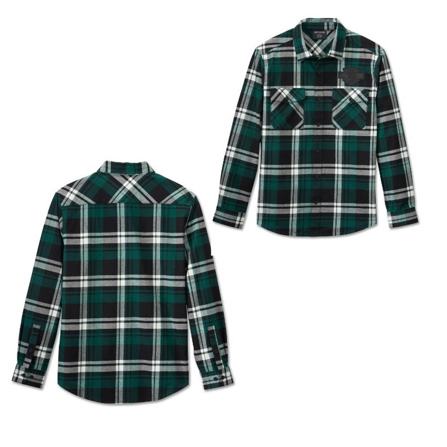Men's Bar & Shield Flannel Shirt - Plaid - L