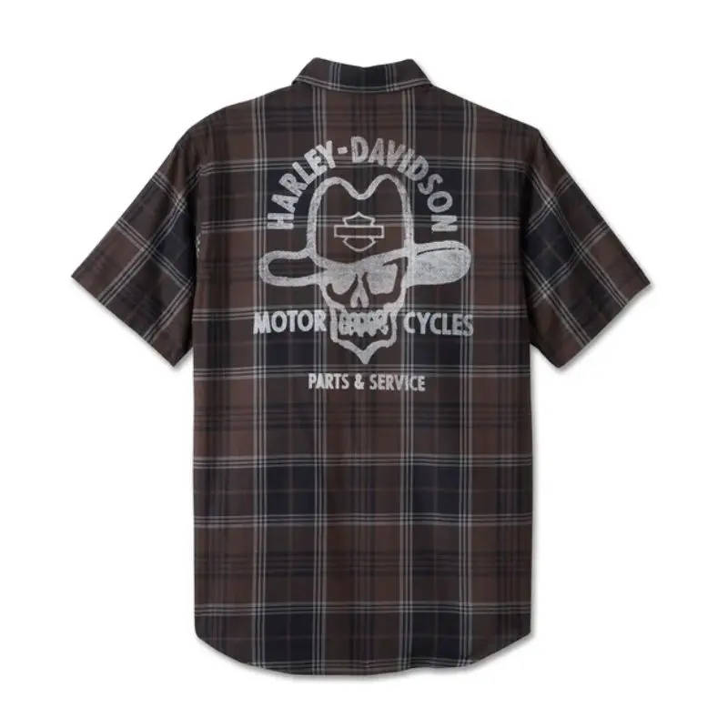 Cowboy Rider Short Sleeve Plaid Shirt - S