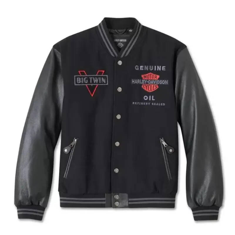 Men's V-Twin Varsity Leather Jacket - S