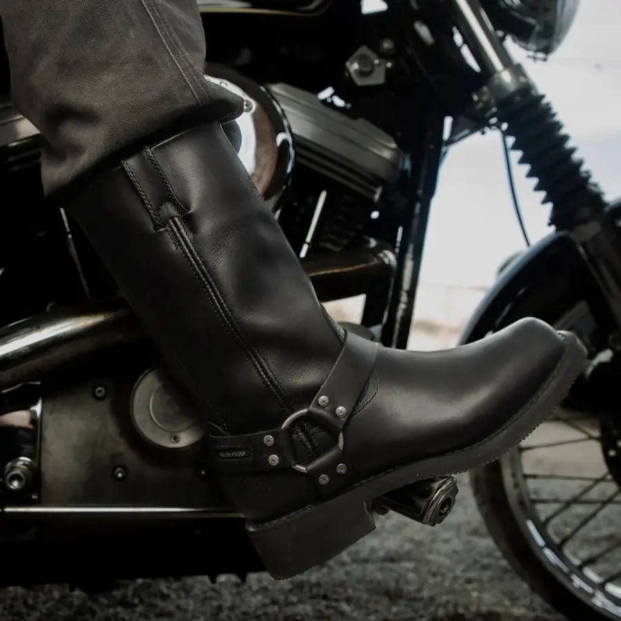 Men's Hustin 11-Inch Waterproof Harness Motorcycle Boots - UK 6.5