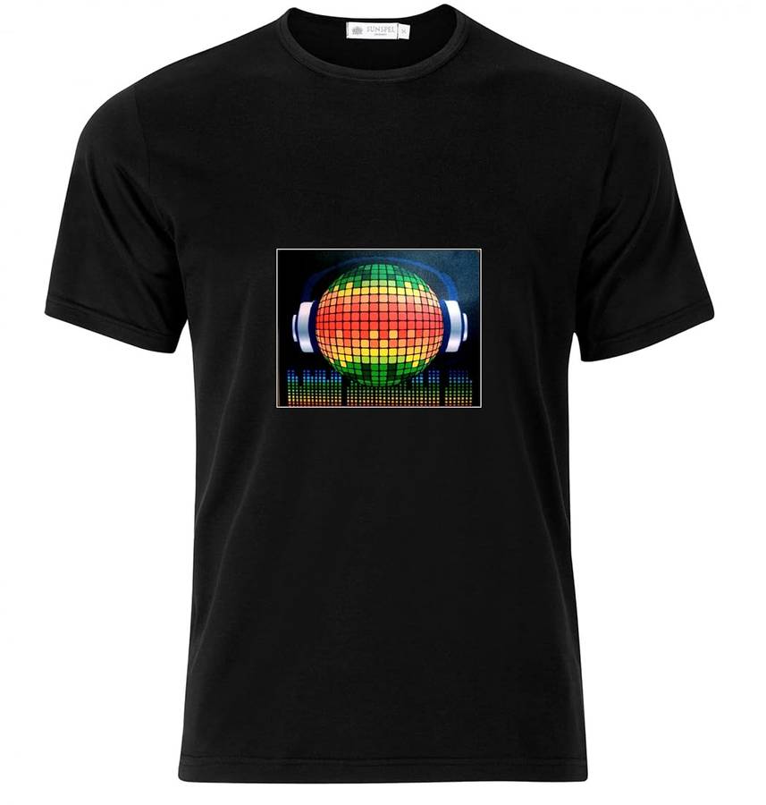 EL Panel Sound activated LED Light up Tshirt  Tshirts:| Android Music Bot - S, Black