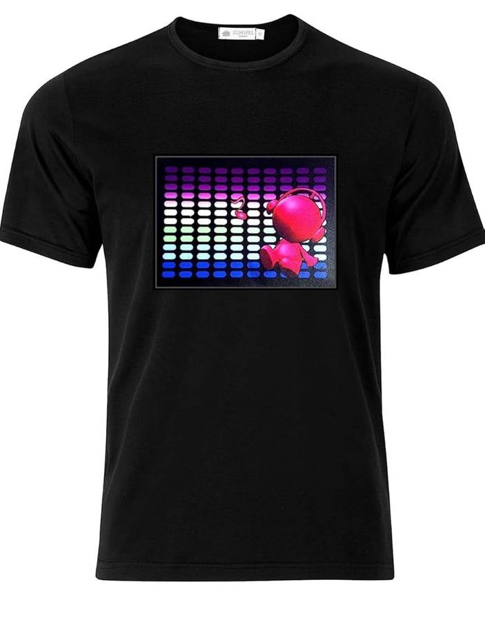 EL Panel Tshirts: Sound activated LED Light up Tshirt | Android Music Bot - S, Red