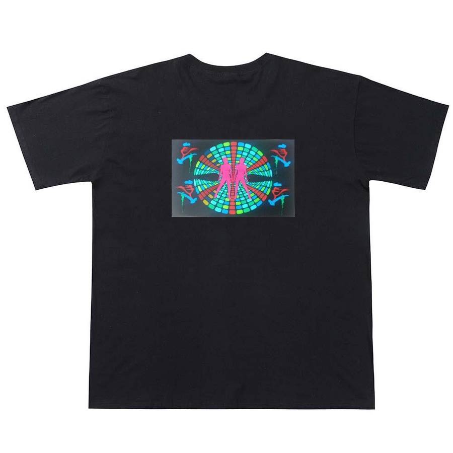 EL Panel Tshirts: Sound activated LED Light up Tshirt | Android Music Bot - L, Red