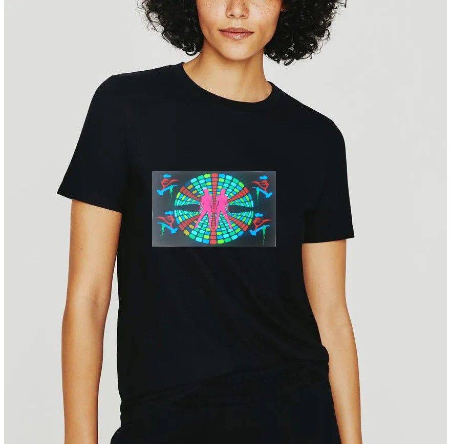 EL Panel Tshirts: Sound activated LED Light up Tshirt | Android Music Bot - L, Red