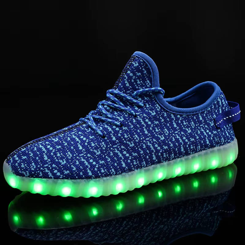 LED Light Up Rechargeable Unisex Fabric Style Urban Casual Sneaker Takkies | Blue |