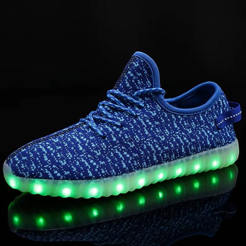 LED Light Up Rechargeable Unisex Fabric Style Urban Casual Sneaker Takkies | Blue |