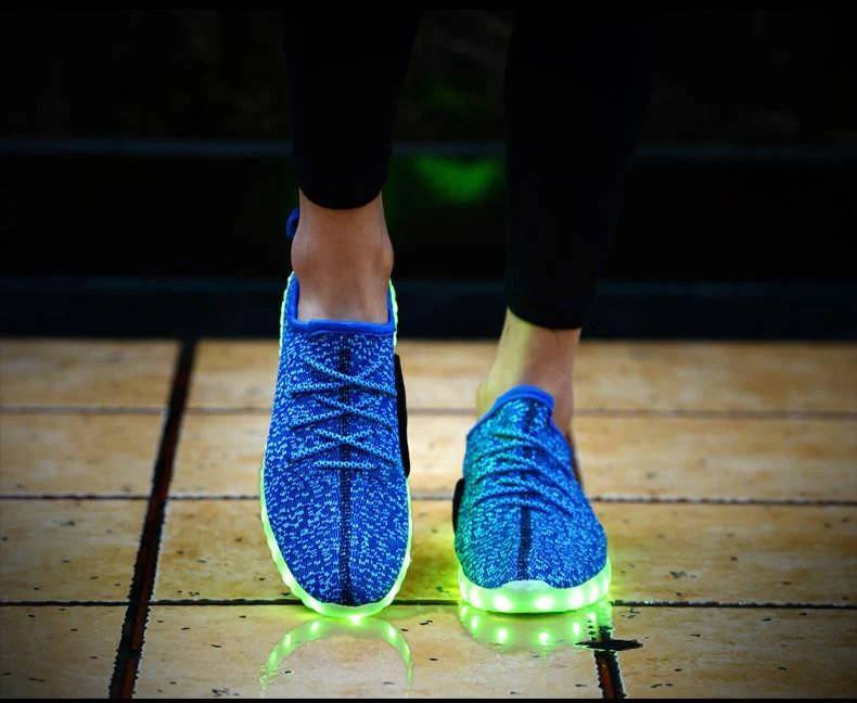 LED Light Up Rechargeable Unisex Fabric Style Urban Casual Sneaker Takkies | Blue |