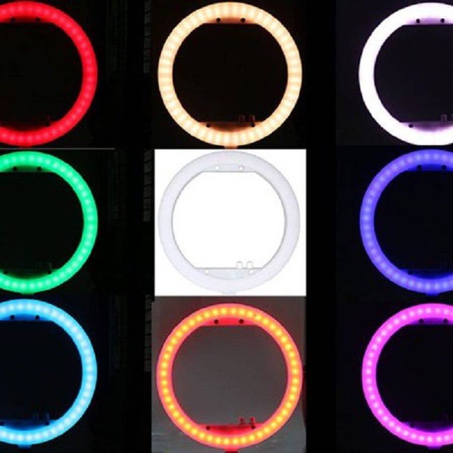 Multicolour RGB LED Ring Light Dimmable Selfie Ring Light 33cm