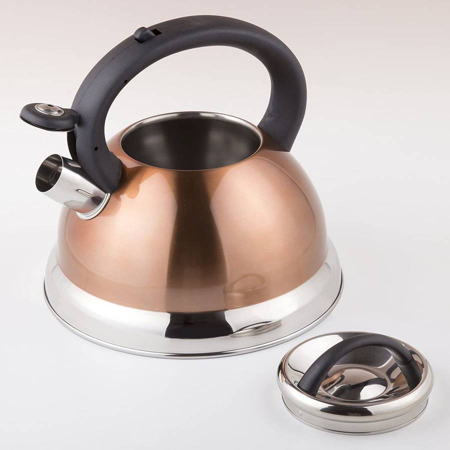 Round Bottomed Stainless Steel Whistling Kettle 2.6L | black | red | blue