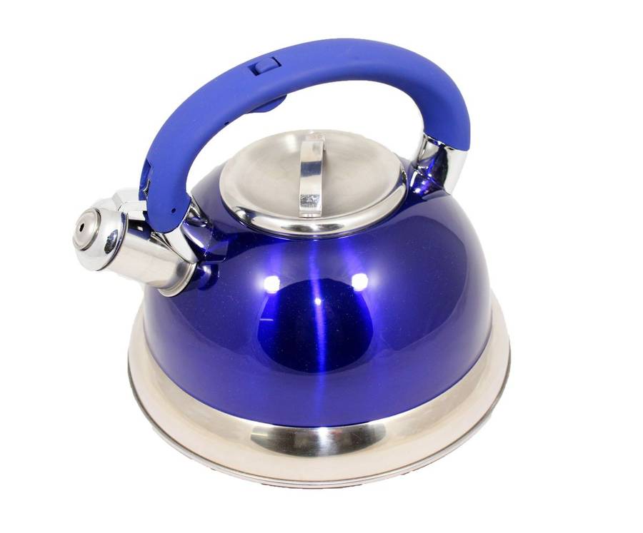 Round Bottomed Stainless Steel Whistling Kettle 2.6L | black | red | blue