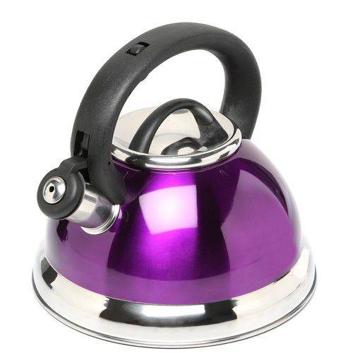 Round Bottomed Stainless Steel Whistling Kettle 2.6L | black | red | blue