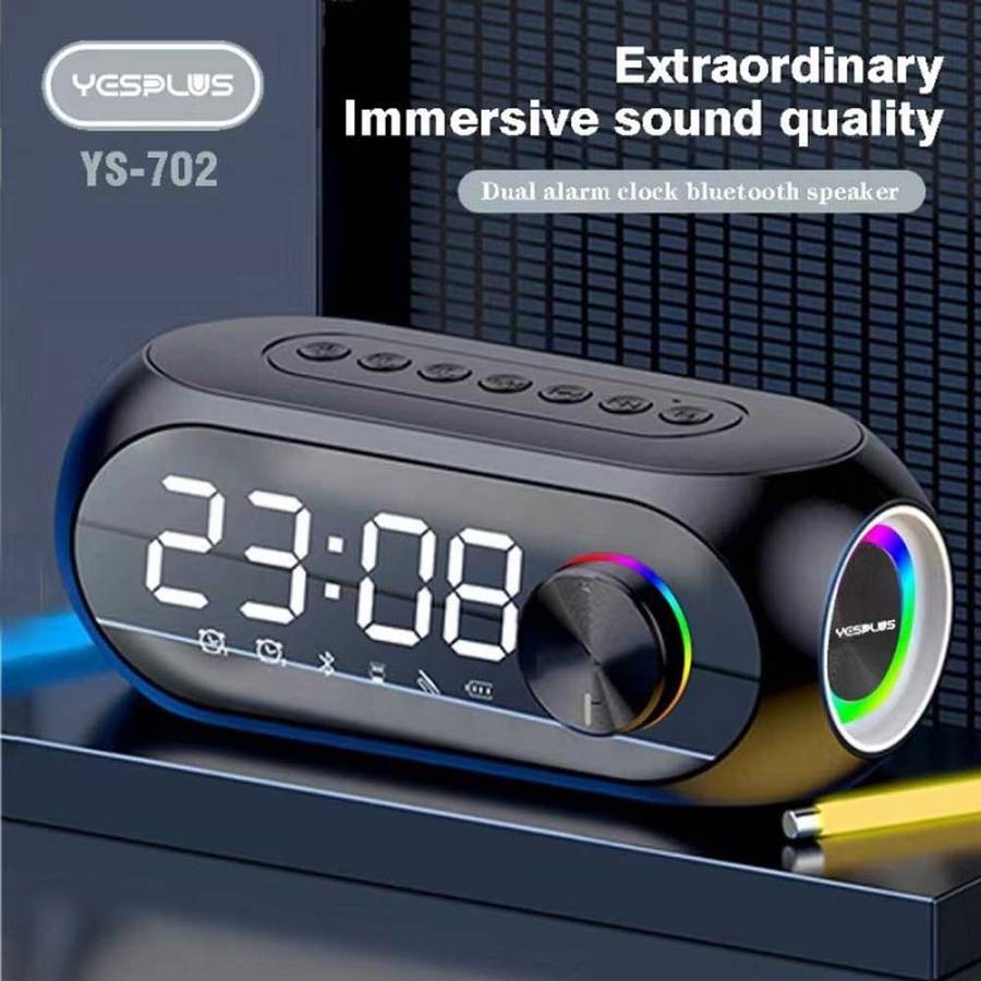 YESPLUS LED Alarm Clock with Bluetooth Speaker