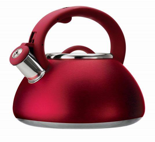 Round Bottomed Stainless Steel Whistling Kettle 2.6L | black | red | blue