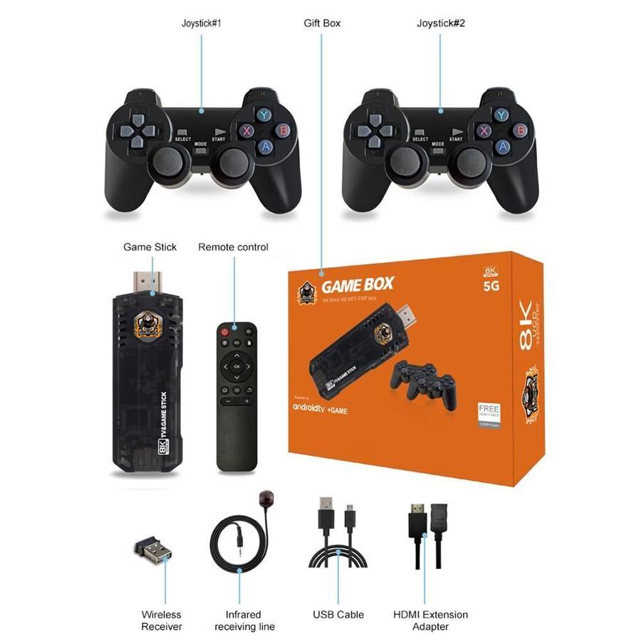 8K HD Game Console & Android TV BOX Game Stick Dual System