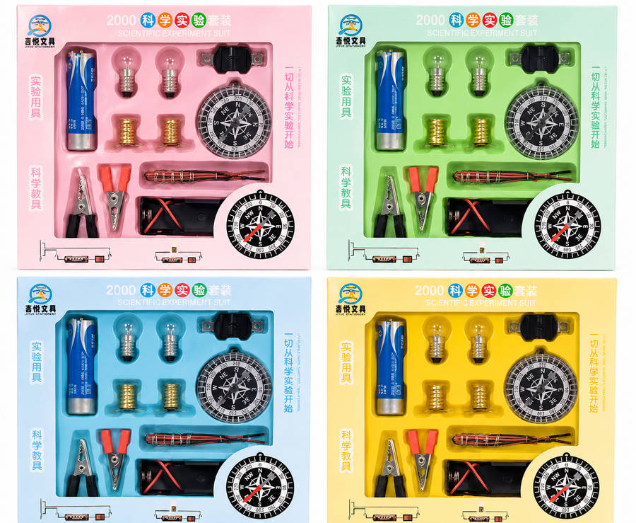 DIY Educational Electric Circuit Science Kit with Bulbs & Compass- Set of 4
