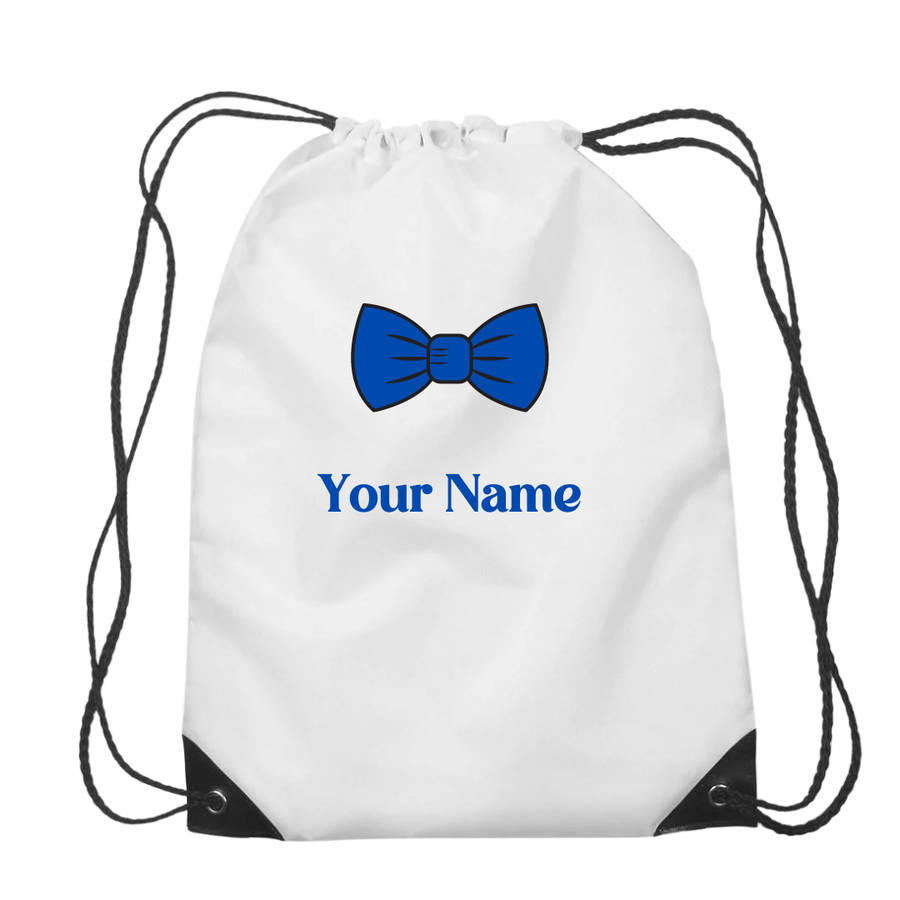 Personalized Bowtie Drawstring Bag