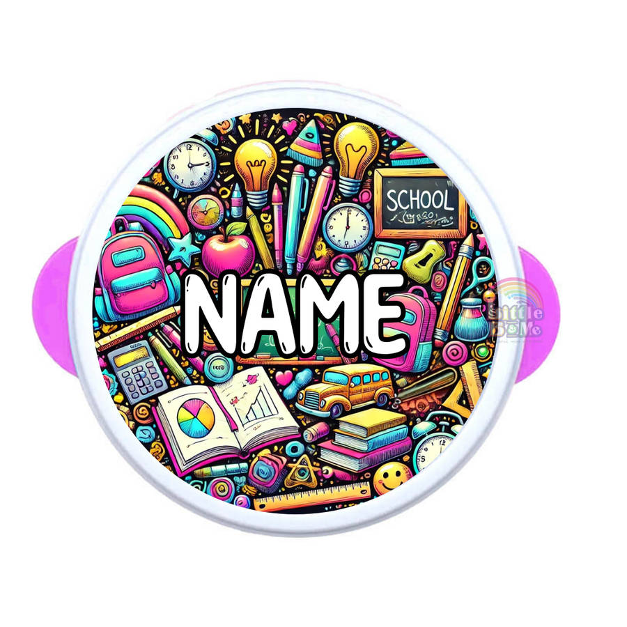 Personalized Round Lunch Box - Neon Stationary