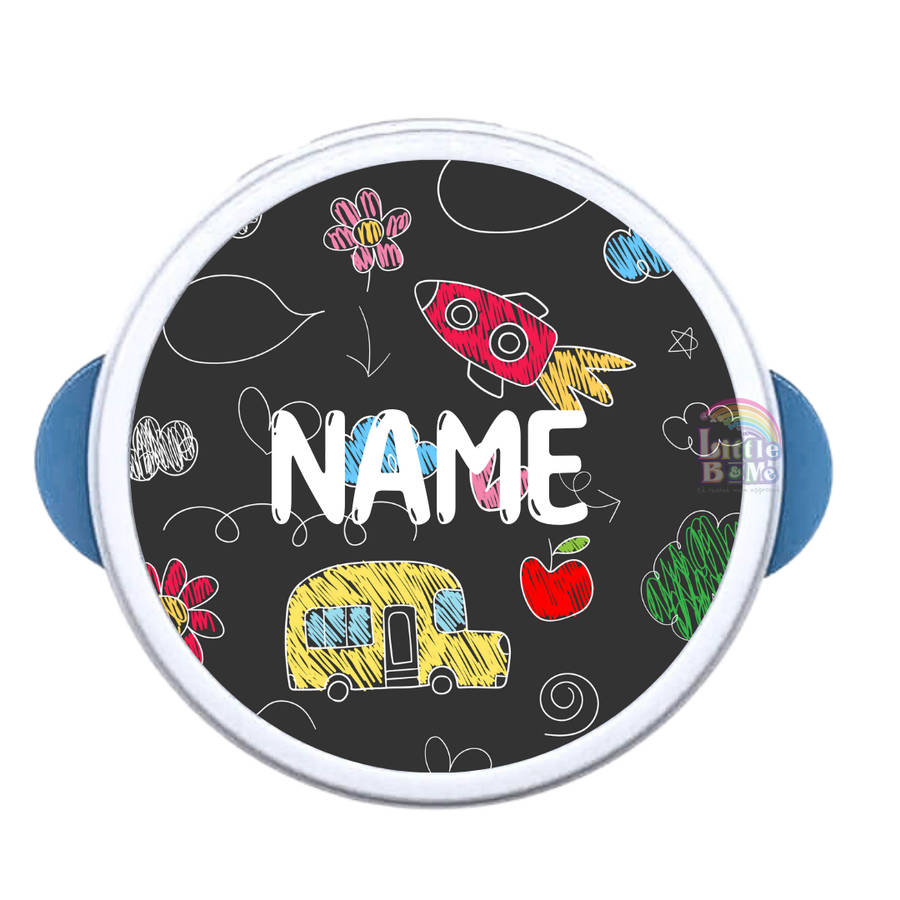 Personalized Round Lunch Box - Drawing