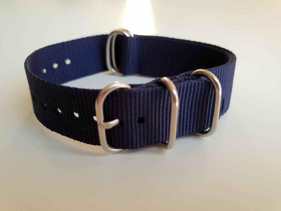 20mm Nato Watch Strap 5-Ring Navy Blue