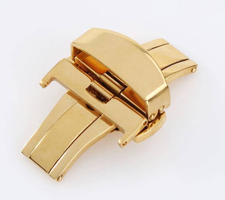 Deployant Clasp/Buckle with Double Push Button Release (Yellow Gold) - 20mm