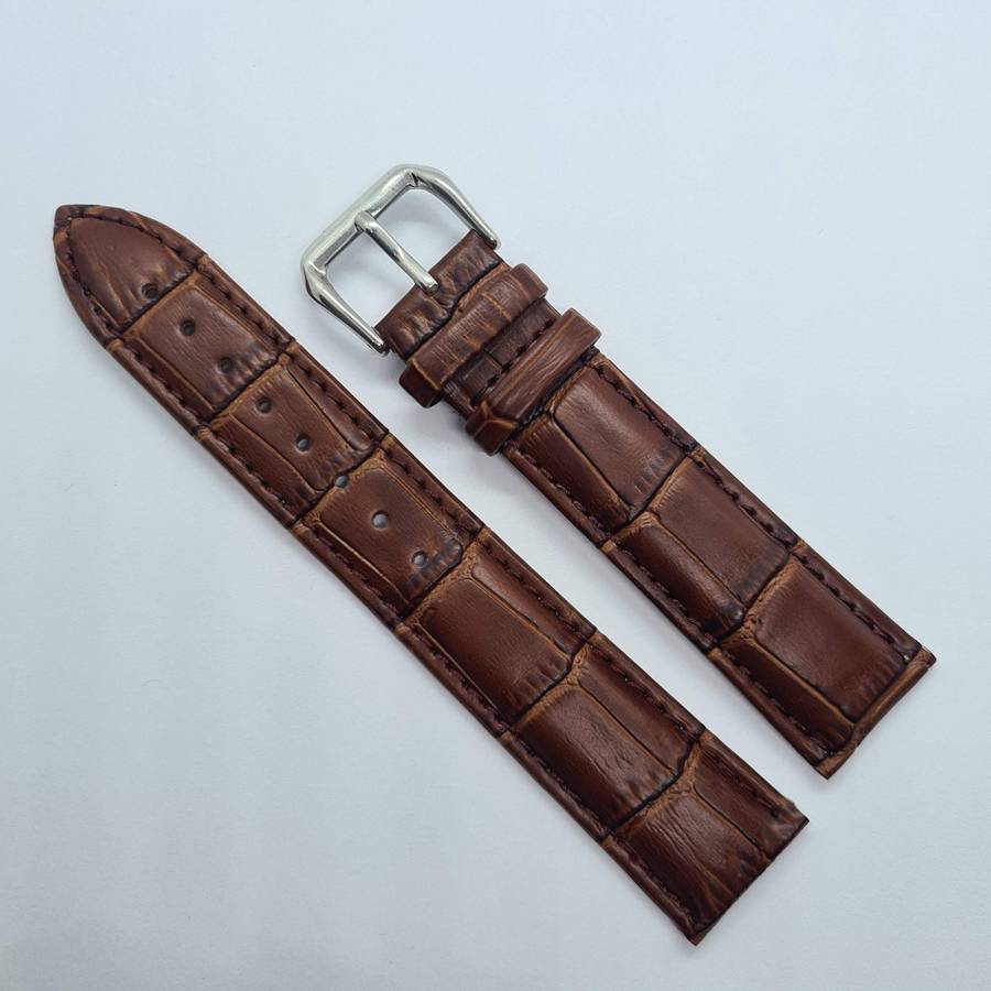 20mm Leather Watch Strap Brown (Brown Stitches)
