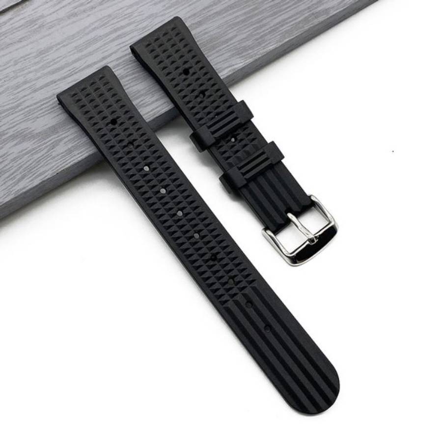 22mm Silicone Waffle Strap Black