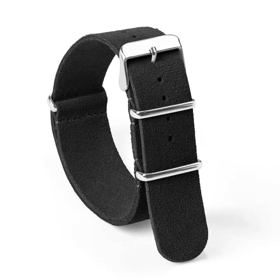 22mm Suede Nato Watch Strap Black