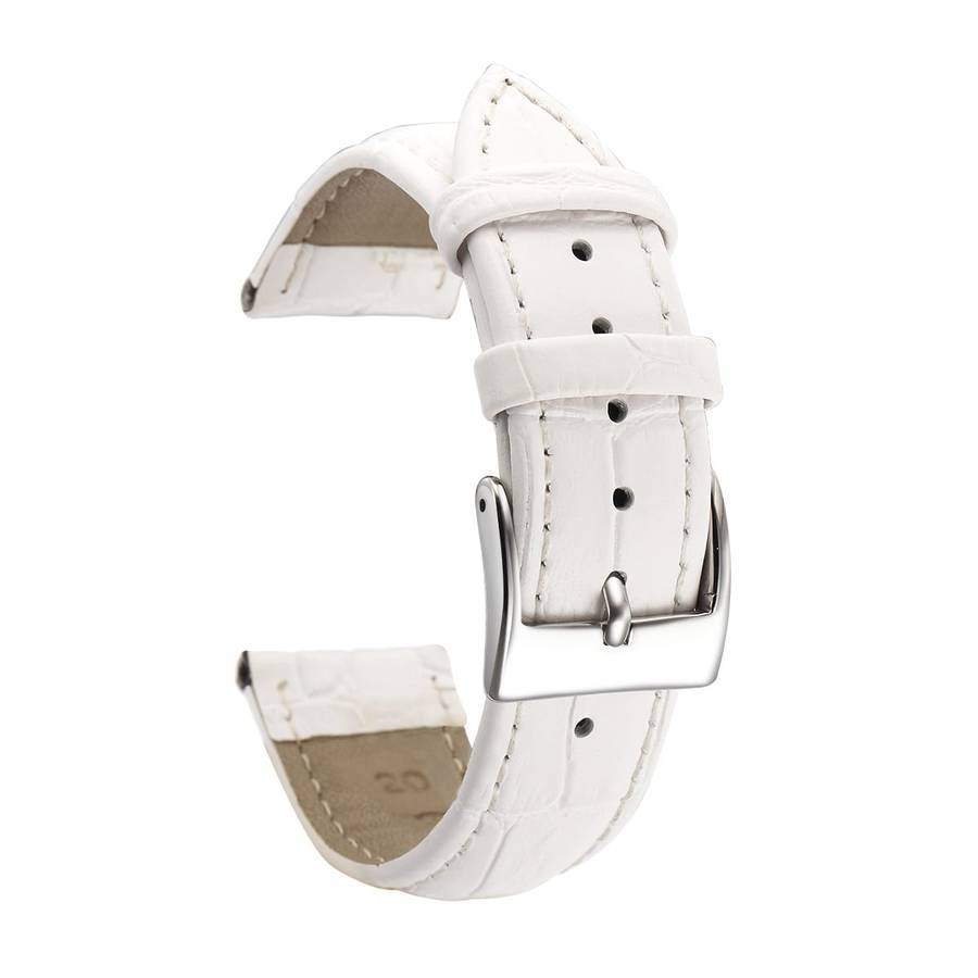 18mm Crocodile Pattern PU Leather Strap White