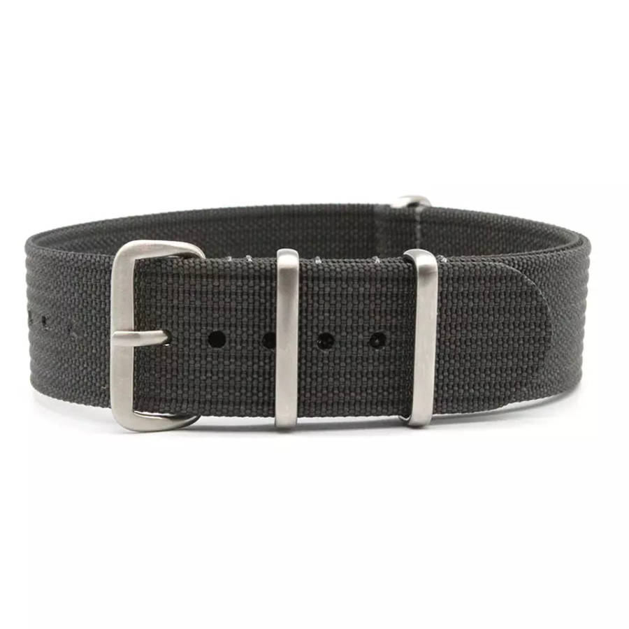 20mm Ribbed Nato Watch Strap Dark Grey