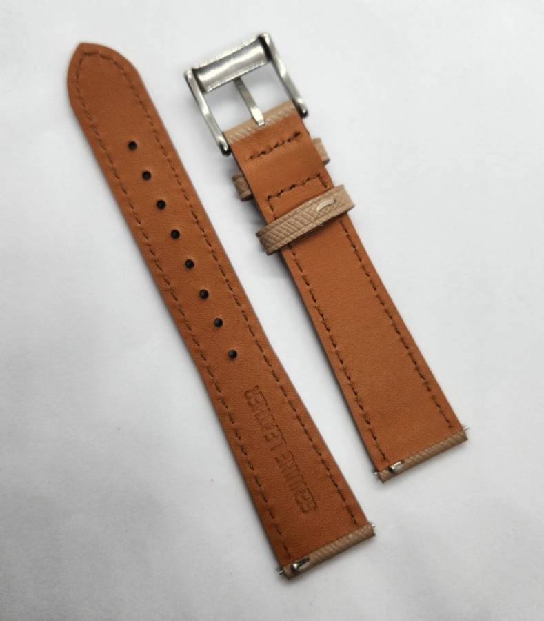 18mm Saffiano Pattern PU Leather Strap Cream