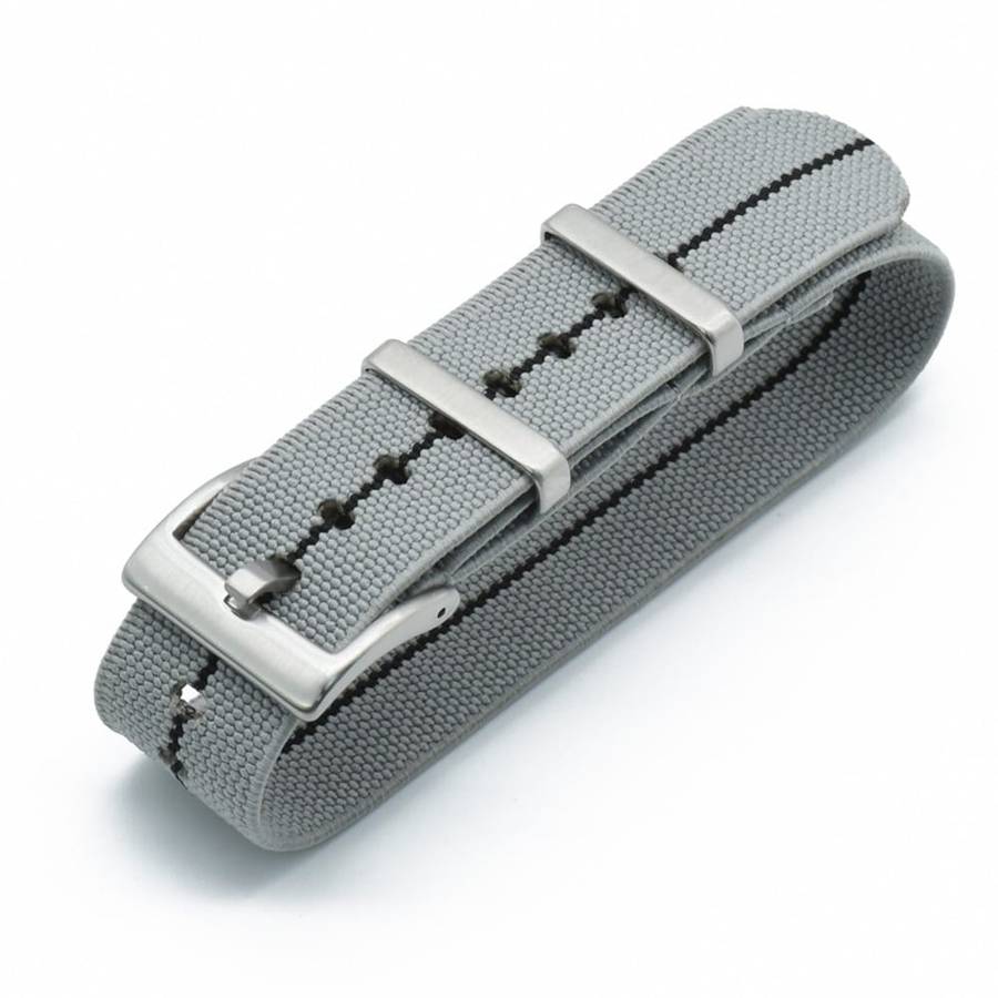 20mm Single Pass Elastic Nato Watch Strap Grey/Black