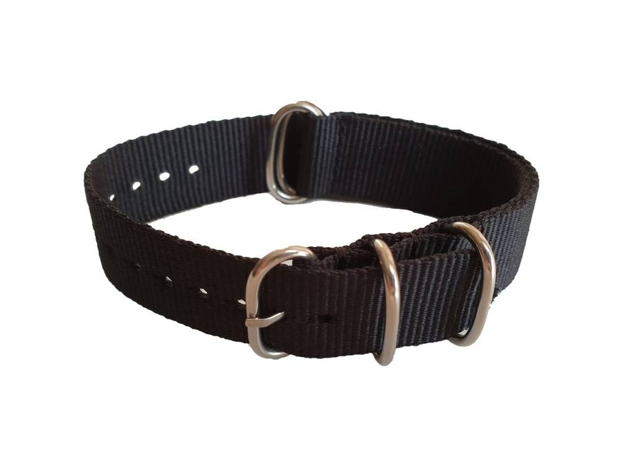 20mm Nato Watch Strap 5-Ring Black