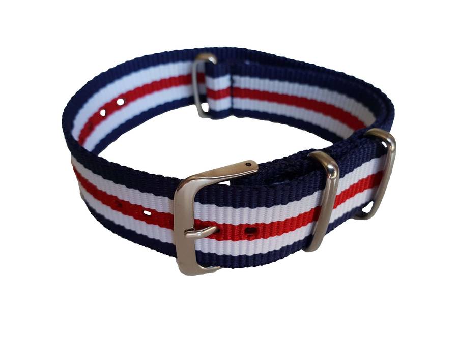 20mm Nato Watch Strap Navy/White/Red