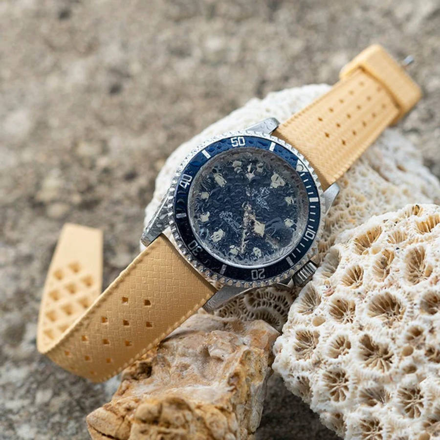 18mm Vintage Tropic Rubber Strap Beige