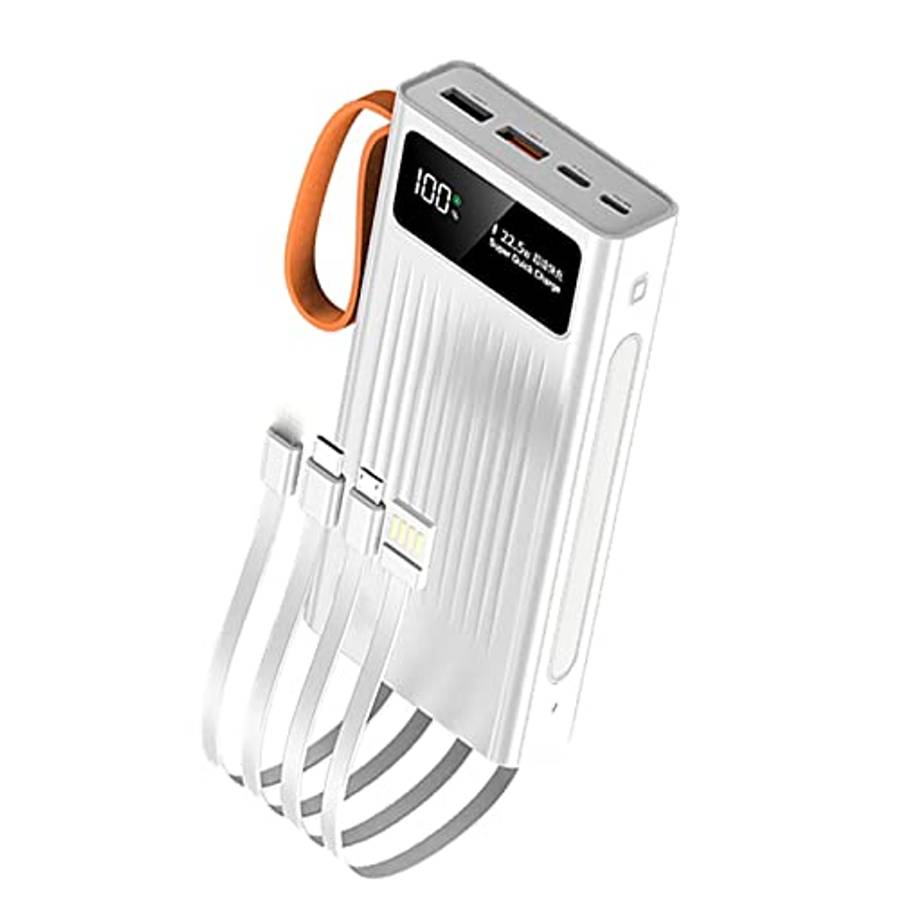 20000mAh 66W Superfast Powerbank - PD 20W 4 Inbuilt Cables &ry Pouch