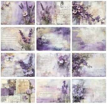 A5 Watercolour Lavender Scrapbook Paper Sheets - Pack of 12