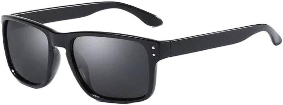 UV Protected Polarized Square Sport Sunglasses for Men  (Black)